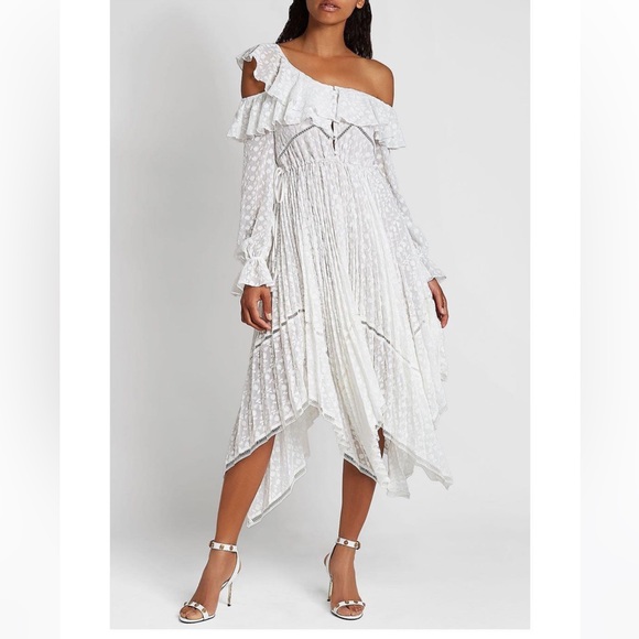 self portrait white daisy embroidered midi dress White Cotton Broderie Midi Dress – self-portrait-US main image 1